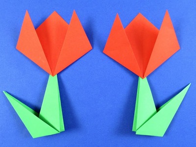 Простые оригами из бумаги - Как быстро сделать тюльпан из бумаги