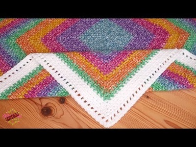 Rainbow Baby Blanket - Moss Stitch Square. Crochet Inspiration ????