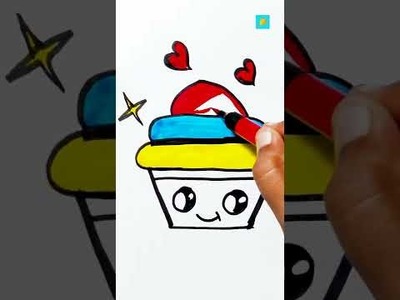 #short How to Draw a Cute Cup Cake 2022 | 1 Minute Art