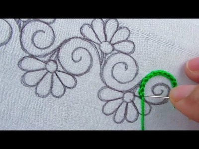 Super unique hand embroidery border line design| Amazing Border Easy Embroidery Tutorial