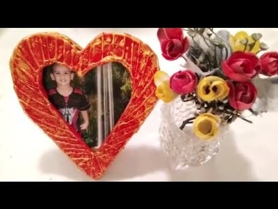 Valentine's day gift idea.valentines craft.t.Best out of waste.Heart shape photo frame❤❤