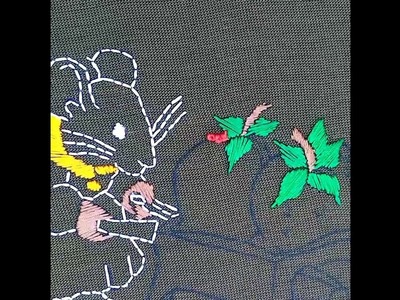 A mouse with 2 strawberries, hand embroidery  #shorts #handembroidery #handembroideryforbeginners