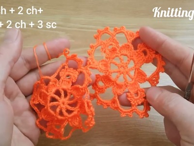 AWESOME. Cute Flower Crochet motif. very easy. very beautiful crochet knitting lace.tığ işi çiçek