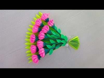 Birthday gift ideas | Flower Bouquet making at Homemade Easy Craft | DIY Paper Flower BOUQUET |