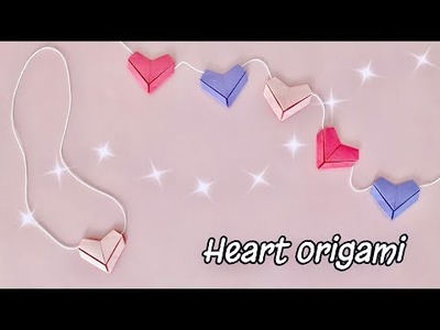 DIY Hearts Garland. Easy Origami Hearts