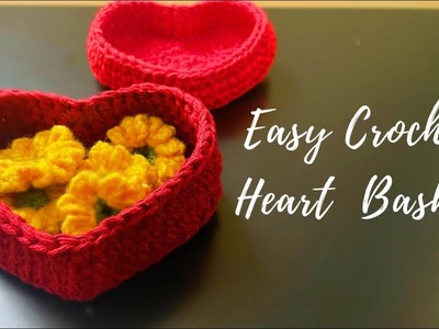 Easy Crochet Heart Basket | Heart Box