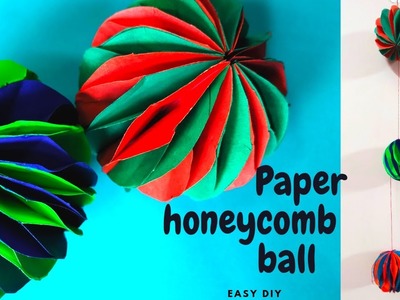 Easy Paper Craft for Decoration | How to make Honeycomb Ball  | Saraswati Puja decoration at home |