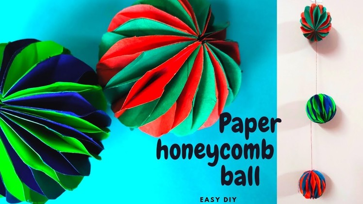 Easy Paper Craft for Decoration | How to make Honeycomb Ball  | Saraswati Puja decoration at home |