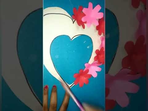 #Easy wall decoration.#heart & flowers#shorts.#paper craft.#rini handcrafts