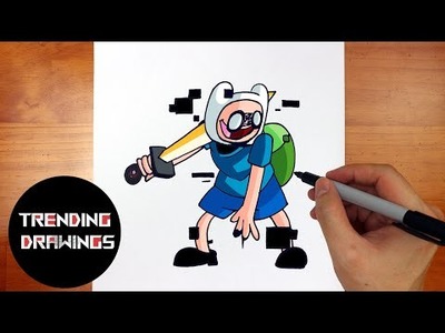 How To Draw FNF MOD Character - Corrupted Pibby Finn Easy Step by Step