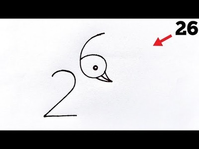 How to Draw Parrot From Number 26 | Easy Parrot Drawing | Number Drawing