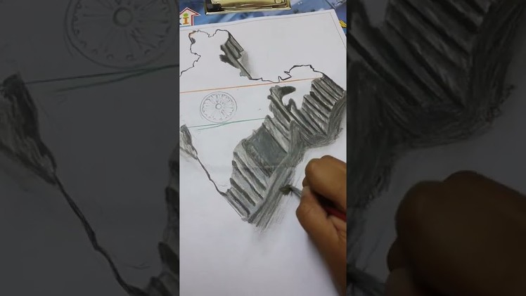 |India map 3D art|republic day drawing completion ideasfor kids|