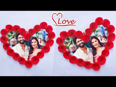 Photo Frame Making At Home | How to make photo frame | Valentine's Day Gift Idea | Heart Photo Frame
