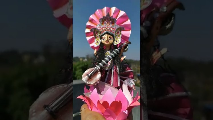 Saraswati Maa Making With Paper | how to make Saraswati idol at home 2022 | #mycookartworld #shorts