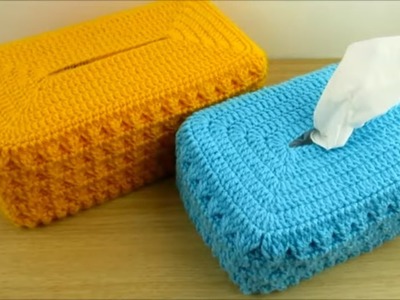 How to crochet tissue paper box cover - Happy Crochet Club