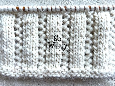 How to knit an Easy Lace Column Scarf stitch (2 rows - English & Continental styles) - So Woolly