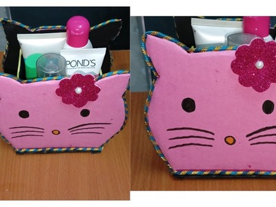 How to make so cute ???? kitty makeup box in cardboard