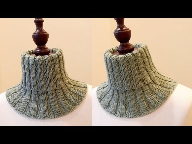 Knitting Neck Warmer With Straight Needles | Double Collar | Neck Warmer With Written Instructions