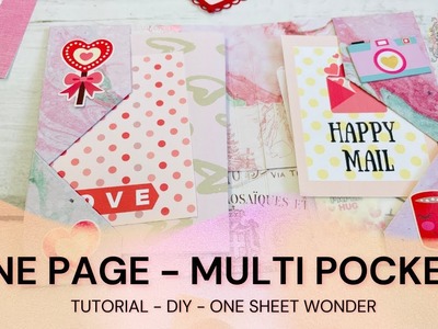 MULTI POCKETS ONE PAGE WONDER - TUTORIAL - DIY - SNAIL MAIL- NO GLUE - LIZ THE PAPER PROJECT