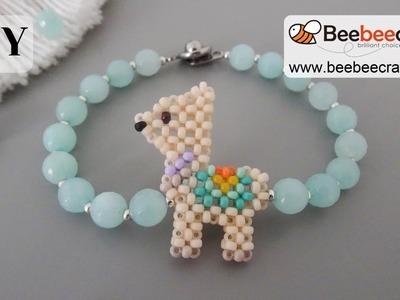 Beaded Lama Bracelet.how to make seed beads Bracelet.Beebeecraft