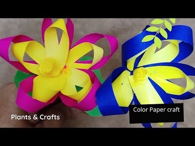 Color Paper Craft.flower making #colorpapercraft  #flowercraft #diy #plantsandcrafts #homedecor