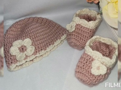 Crochet baby hat and shoes design