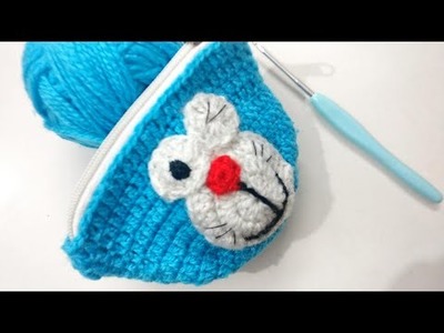 Crochet Doraemon Coin Purse, Easy Pouch For Kids,Easy And Fast Coin Purse,Free Pattern, Very Easy