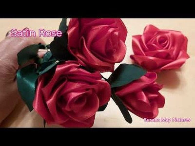 #DIY, How to make satin Ribbon Rose flower. Wie erstelle ich Satinband Rose.  Ribbon Flower.