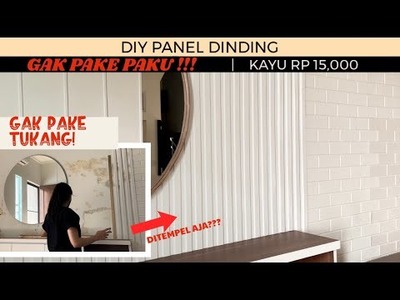 DIY panel dinding tanpa paku low budget | wood slats wall | DIY Home Decor