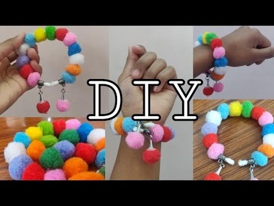 DIY Pom Pom Bracelet | Easy | #diy #bracelet#jagritiartcreation #shorts