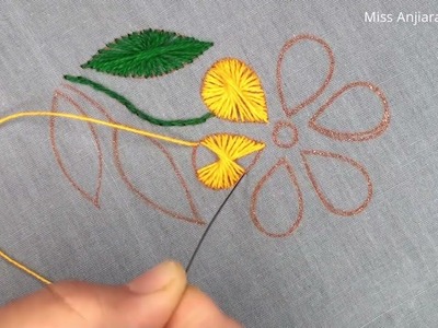 Hand Embroidery Easy Flower Design Tutorial, Very Simple Flower Embroidery Design
