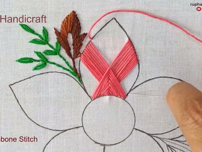 Hand Embroidery Flower Designs Patterns,Flower Embroiry Tutorial Tricks,Easy Fishbone Stitch Flower