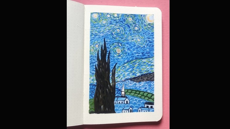 How to paint Starry night ???? | sketchbook watercolor painting tutorial. #shorts #youtubeshorts