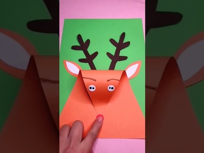 #Shorts  Easy Origami Reindeer Idea for Preschool -Christmas Craft