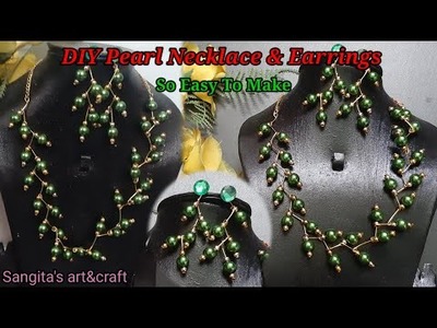 Stylish DIY Pearl Necklace & Earrings Making Ideas.How To Make Trendy & Gorgeous Beads Jewellery Set