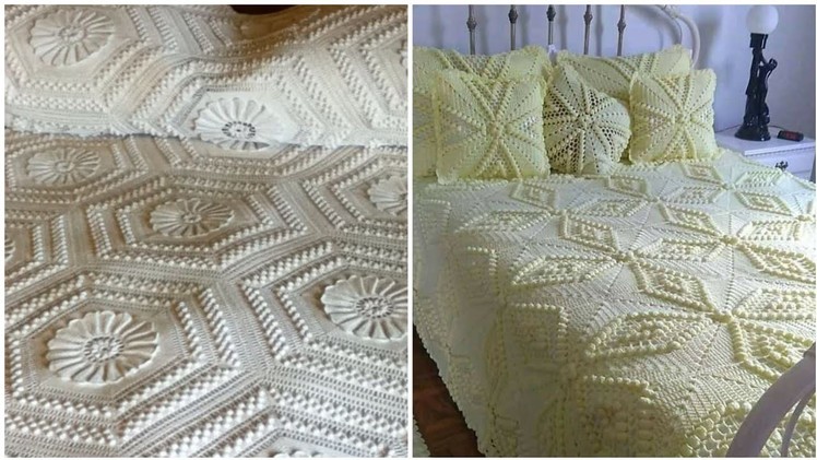 Very Beautiful & newest version of crochet bed sheets with Geometric patterns #crochetbedsheets