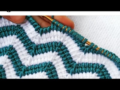 Wonderful baby blanket Tunisian zigzag knitting pattern