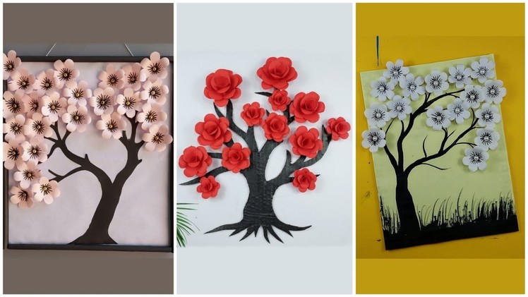 3 Unique Paper Tree Wall Hanging Craft - Easy Color paper craft | DIY Room Decor Craft Ideas