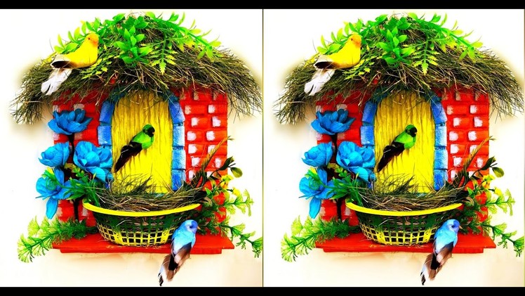 Bird house using grass and card board  | DIY bird house home decor #papercraft#craftideas