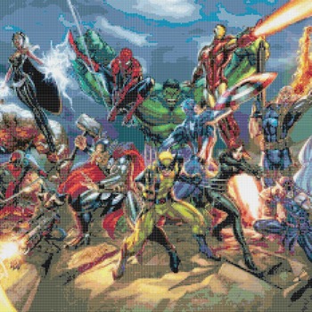 Counted Cross stitch pattern Marvel all characters 496*233 stitches CH815