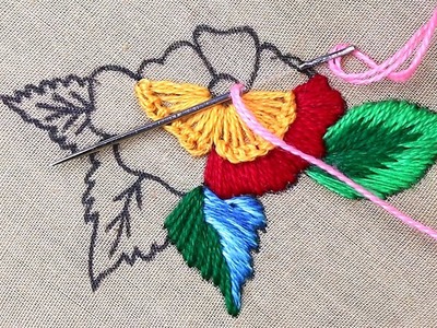 Creative and colorful modern flower embroidery designs - easy flower stitch embroidery for beginners