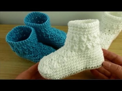 Crochet baby booties 18-24 months toddler size - Happy Crochet Club