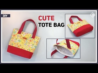 DIY Make a zipped tote bag with a round bottom. Mini tote bag. sewing tutorial  [Tendersmile]