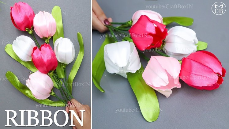 DIY Satin Ribbon flowers | How to make ribbon rose | Ribbon decoration ideas | TULIPS