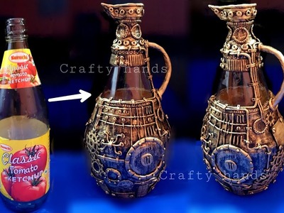 DIY steampunk bottle art | vintage bottle decoration idea | bottle art | crafty hands