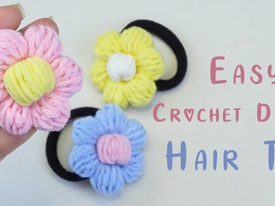 Easy Crochet Daisy Hair Tie | Crochet Puff Flower | Chenda DIY