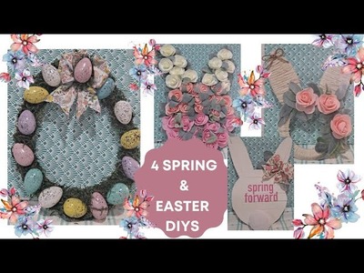 Four Dollar Tree Spring and Easter DIY wreath.wall hangings.