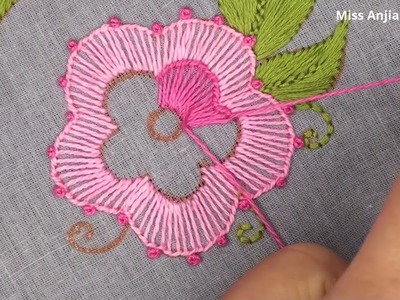 Hand Embroidery Blanket Stitch Flower Design, Cute Hand Embroidery Design Sewing Class-587