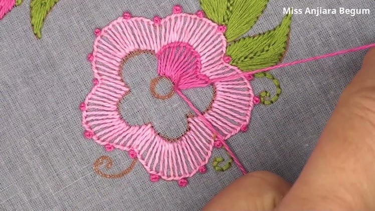 Hand Embroidery Blanket Stitch Flower Design, Cute Hand Embroidery Design Sewing Class-587