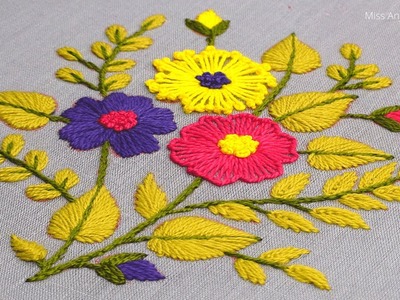 Hand Embroidery Flower Bunch Stitching Tutorial  Step by Step, Flower Embroidery Design New-586